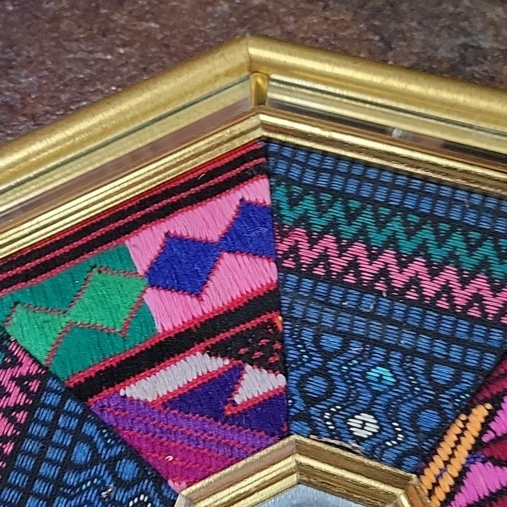 Native American Aztec Needlepoint Octagon mirror